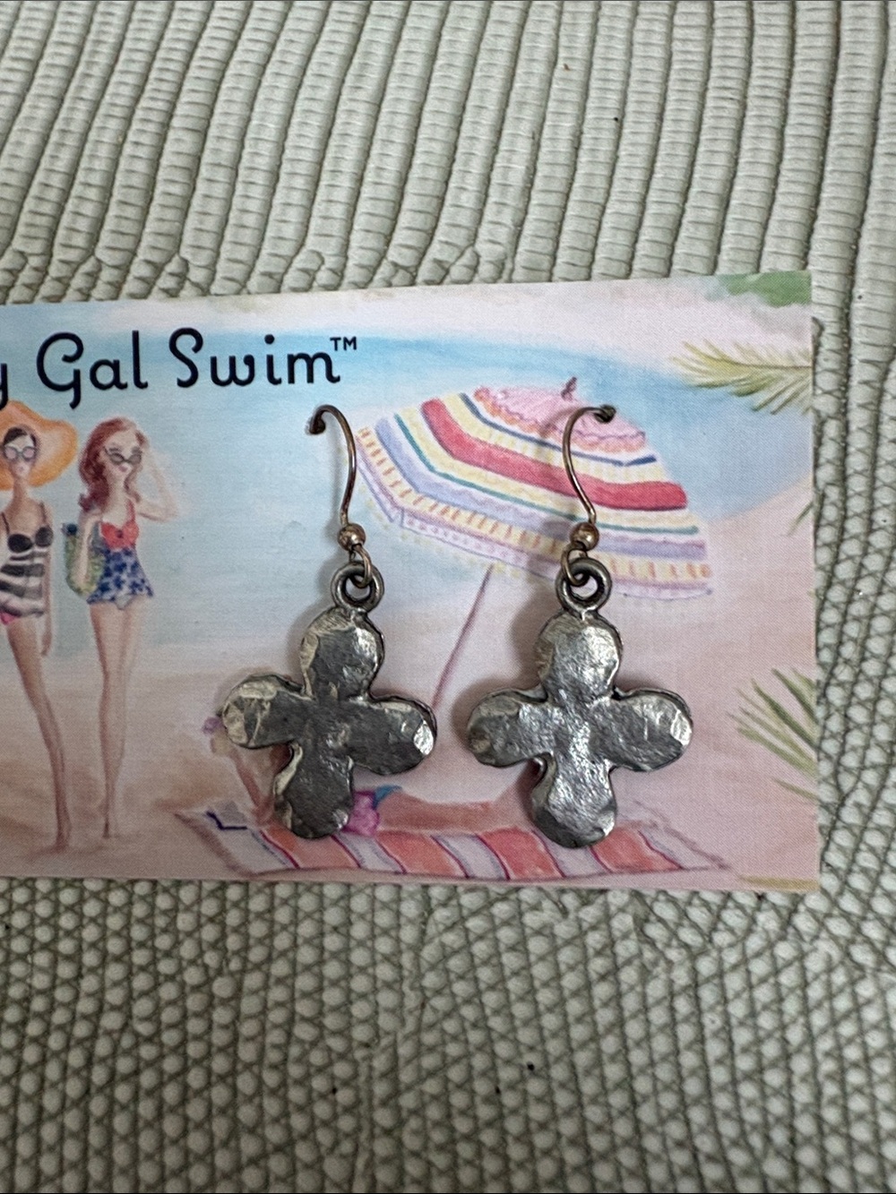 Silver Hammered Clover Drop Earrings